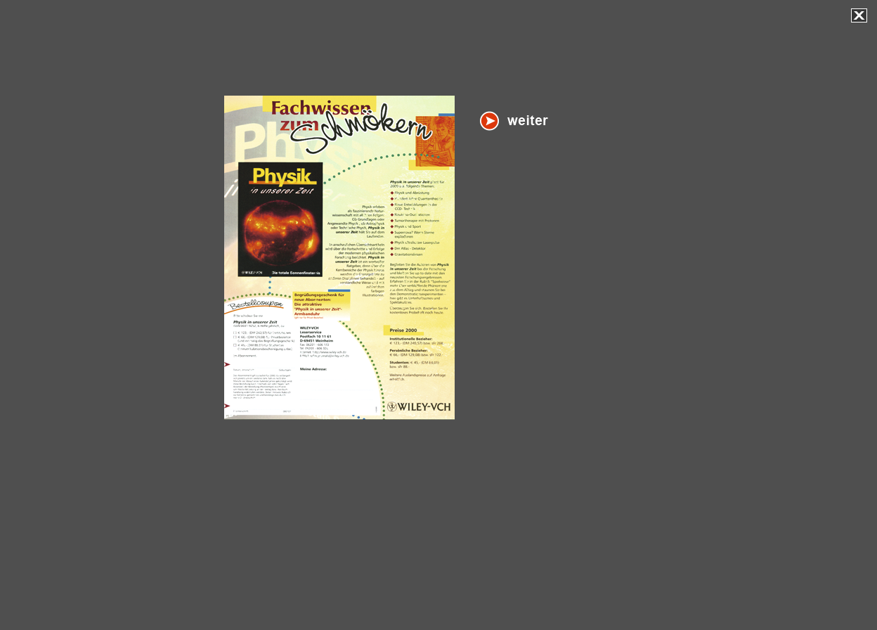 Gro&szlig;e Abbildung Anzeige "Physik in unserer Zeit" 2000