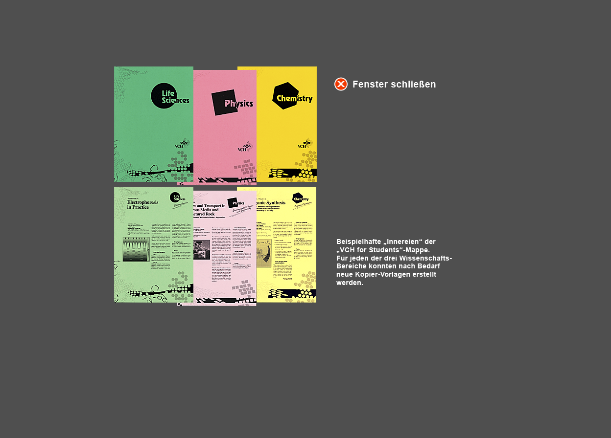 Abbildung Trenn- und Informationsbl&auml;tter als Einleger f&uuml;r die "VCH for Students"-Mappe