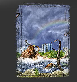 Gr&ouml;&szlig;ere Abbildung Digital-Montage "Umarmung mit Regenbogen"