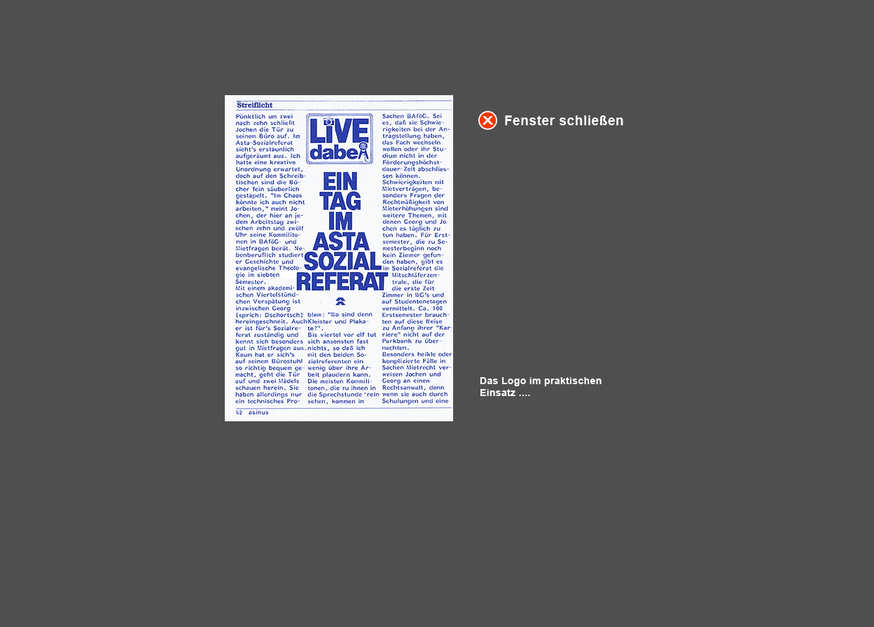Abbildung einer Zeitschriftenseite mit dem Logo "Live dabei" als Rubriken-&Uuml;berschrift