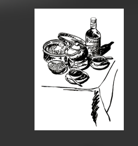 Gr&ouml;&szlig;ere Abbildung Tusche-Zeichnung "Tee mit Rum"