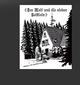 Gr&ouml;&szlig;ere Abbildung Tusche-Zeichnung "Mutter Gei&szlig; verl&auml;sst das Haus der 7 Gei&szlig;lein"
